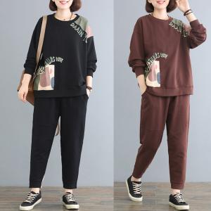 New Two-Piece Women's Large Sweater Casual Sportswear Suit