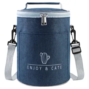 KCM-Extra Large Cylinder Insulated Lunch Box Inner Aluminium Foil Lunch Box Portable Round Insulated Bag Work Meal Insulation