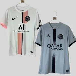 white PSG 2021 2022 2023 Away Soccer Jerseys Paris 21 22 23 ash-coloured Football Shirt