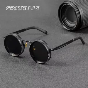 CRIXALIS Polarized Round Sunglasses ND9 Adjustable Dimming Men Women Retro Punk Men's Fishing Eyeglasses Outdoor Shades UV400
