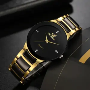 KCM-Men Luxury Watches New Arrived Cool Black Gold Quartz Steel Wristwatch Exquisite Masculino Relogio Fashion Clock