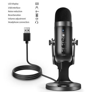 KCM-USB Condenser Microphone for Computer USB PC Microphone Mic Stand POP Filter to Gaming Streaming Podcasting Recording Headphone