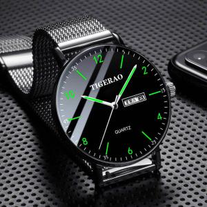 KCM-Night Glow Watch Men's Waterproof Double Calendar Starry Sky Quartz Watch