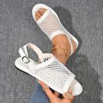 Women's round toe rhinestone embellishment with hollow out splicing, fashionable one-piece cool slippers for women
