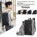 3PCS Business Oxford Cloth Shoulder Bag, Multi-Functional Laptop Backpack for Travel and Commuting USB charging multi-functional