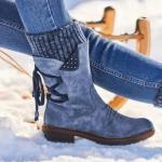 Large size mid low cut Martin boots for women, autumn and winter new style, thick heel, back strap, retro woolen boots