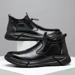 KCM-Black Leather Waterproof Safety Work Shoes For Men Steel Toe Office Boots Shoes Indestructible Construction Male Boots Footwear