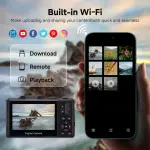 KCM-75MP Digital Camera 180° Flip Screen For Photography 5K 18X Digital Zoom Vintage Vlog Video Recorder For YouTube Selfile WiFi