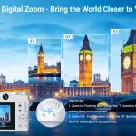 KCM-4K Digital Camera - 75MP Front & Rear with Autofocus & Anti-Shake, 3'' Selfie Vlogging Camera, Ultra Bright Flash, 18X Zoom