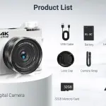 KCM-4K Digital Camera - 75MP Front & Rear with Autofocus & Anti-Shake, 3'' Selfie Vlogging Camera, Ultra Bright Flash, 18X Zoom
