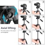 KCM-Professional Portable Travel Aluminium Camera Tripod Accessories Stand with Pan Head for Canon Nikon Sony DSLR SLR Camera