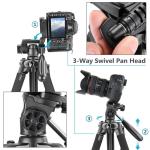 KCM-Professional Portable Travel Aluminium Camera Tripod Accessories Stand with Pan Head for Canon Nikon Sony DSLR SLR Camera