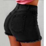 KCM-Fashion Women High Waist Scratched Shorts Jeans Girls Ladies Denim Shorts Hot Sexy Casual Push Up Skinny Short Pants Trouser