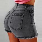 KCM-Fashion Women High Waist Scratched Shorts Jeans Girls Ladies Denim Shorts Hot Sexy Casual Push Up Skinny Short Pants Trouser