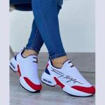 New women's shoes European and American large round toe thick soled shoes fly woven letters color block casual sneakers