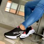 New women's shoes European and American large round toe thick soled shoes fly woven letters color block casual sneakers