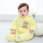 KCM-Baby Winter Romper Warm Hlannel Plush Jumpsuit Baby Girl Boys Bear Animal Costume Hooded Newborn Baby Bear Pajamas Overalls
