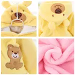 KCM-Baby Winter Romper Warm Hlannel Plush Jumpsuit Baby Girl Boys Bear Animal Costume Hooded Newborn Baby Bear Pajamas Overalls