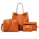 KCM-Spring new lychee pattern women's bags Fashion big bag Single shoulder handheld cross Four-piece bag