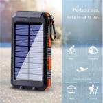 KCM-Solar Power Bank real 10000hAh Portable Charging Poverbank External Battery Charger Strong Light LDE Light for All Smartphones