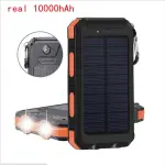 KCM-Solar Power Bank real 10000hAh Portable Charging Poverbank External Battery Charger Strong Light LDE Light for All Smartphones