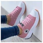 2025 New Ladies Sneakers Comfortable Breathable Canvas Shoes Fashion Lace Up Flat Ladies Casual Shoes Brand Shoes for Women