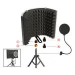 KCM-Microphone Isolation Screen with Stand Mic Sound Absorbing Foam Adjustable for Broadcasting Podcasts Recording Singing Studio