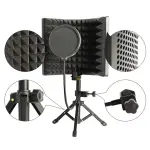 KCM-Microphone Isolation Screen with Stand Mic Sound Absorbing Foam Adjustable for Broadcasting Podcasts Recording Singing Studio