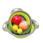 KCM-2pcs/set Foldable Silicone Colander Fruit Vegetable Washing Basket Strainer Collapsible Drainer With Handle Kitchen Tool