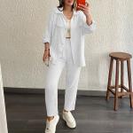 KCM-Euramerican new large size women's two-piece loose long-sleeved shirt nine-minute trousers casual sports suit