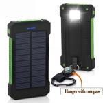 KCM-Solar Power Bank real 10000hAh Portable Charging Poverbank External Battery Charger Strong Light LDE Light for All Smartphones