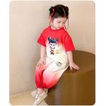 KCM-Girls Summer Gradient Color Sports Suit Children's Fashion Cute T-shirt Harem Pants Casual Two-piece Suit