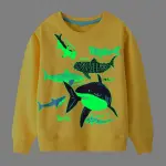 KCM-Little maven Spring and Autumn Baby Boys New Fashion Luminous Tops Cotton Shark Thick Shirt for Kids 2-7 year