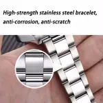 KCM-New Simple Automatic Quartz Movement Watch Men's Hollow Calendar Waterproof Luminous Stainless Steel Strap