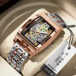 KCM-Transparent Full Hollow Men Watch Metal Leather Quartz Mens Watches Waterproof Glow Cross-border Male Clock Wristwatch