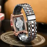 KCM-Transparent Full Hollow Men Watch Metal Leather Quartz Mens Watches Waterproof Glow Cross-border Male Clock Wristwatch