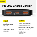 KCM-Baseus Power Bank 20000mAh Portable Charger Powerbank 10000 External Battery PD 20W Fast Charging For iPhone 13 Xiaomi PoverBank