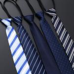 KCM-Lazy Zipper Men's Tie Business Formal Dress Wear Stripe Solid Color Zipper Necktie Wholesale Gifts for Men Slim Skinny Tie