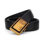 Men's Top Grain Leather Automatic Buckle Belt High Grade Fashion Casual Classic Waist Belt for Middle Young Adults