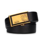 Men's Top Grain Leather Automatic Buckle Belt High Grade Fashion Casual Classic Waist Belt for Middle Young Adults