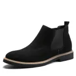 KCM-Men Chelsea boots cashmere suede fashion boots leather boot shoes man flat casual boots