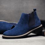 KCM-Men Chelsea boots cashmere suede fashion boots leather boot shoes man flat casual boots