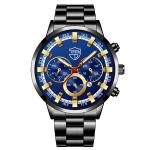 KCM-Fashion Mens Watches Luxury Men Sports Gold Stainless Steel Quartz Wrist Watch Man Business Casual Leather Watch