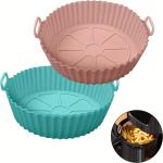 KCM-1pc 20CM Reusable Silicone Baking Tray Round Durable Silicone Material Oven Guard Air Fryer Liner Mold Pot Insulation Mat Tool