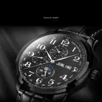 KCM-Fashion Quartz Knob Men's Watch Simple Round Black Digital Dial Wristwatch For Men Leather Strap Luxury Watch Men's Clock Gift