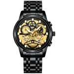 KCM-100% Original Fashion Luxury Stainless Business Waterproof Gold Watch For Men Hollow Quartz Luminous Calendar
