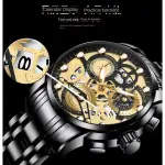 KCM-100% Original Fashion Luxury Stainless Business Waterproof Gold Watch For Men Hollow Quartz Luminous Calendar