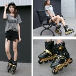 KCM-Adult men's and women's flat single row roller skating shoes with high elasticity and wear-resistant PU wheels