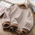 KCM-2026 Boys Striped Sweatshirt Children's Spring Autumn New Hoodies Kids Long Sleeve Casual Clothing Teenager Fashion Letter Coats