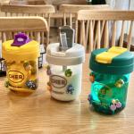KCM-300Ml Plastic Water Bottle With Straw Cute Portable Sports Tea Cup Water Bottle For Girls And Kids water bottle kettle